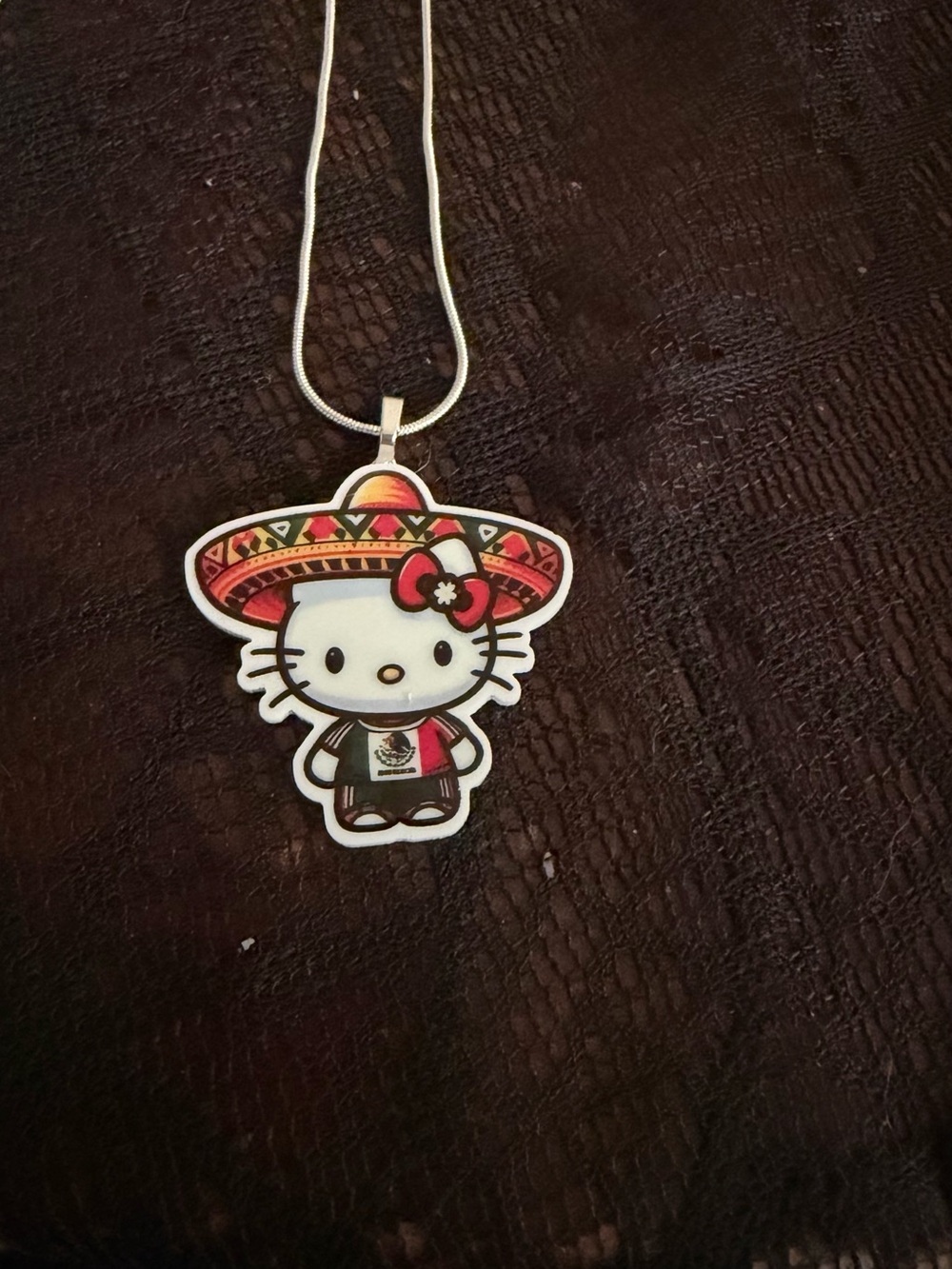 Hello Kitty Multicolor Sombrero Pendant Necklace - Cute Character Jewelry
